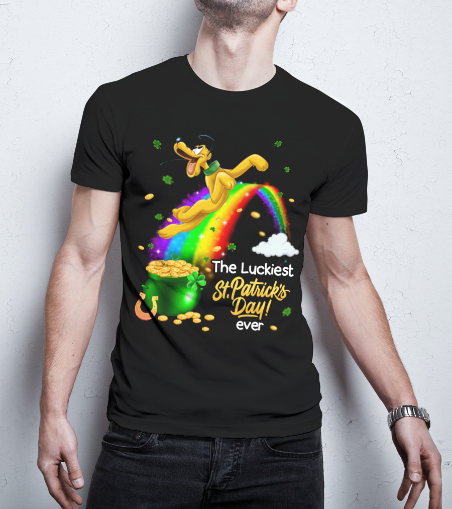 The Luckiest St. Patrick's Day Ever Pluto Rainbow Pot Of Gold T-Shirt
