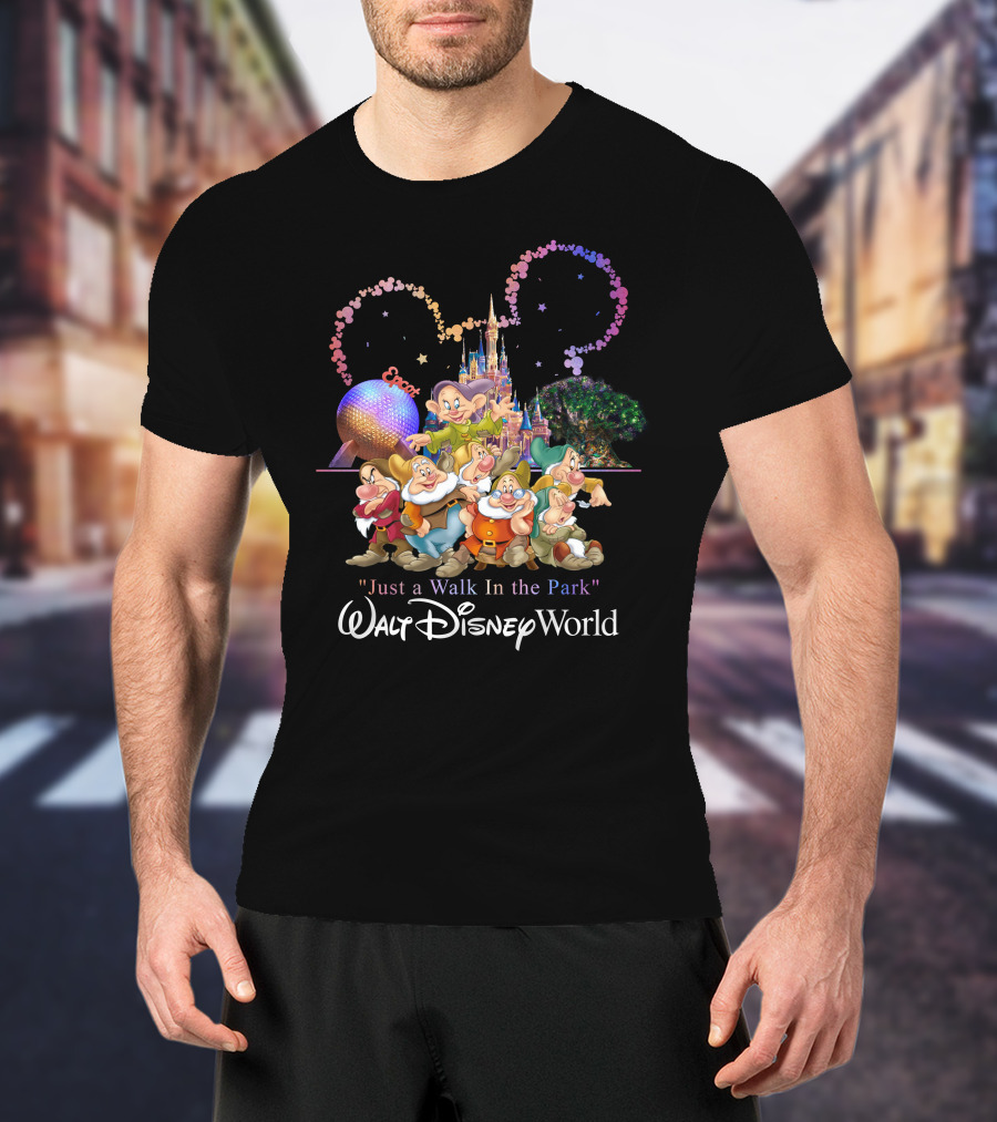 Walt Disney World 7 Dwarfs Epcot Castle Fireworks Just A Walk In The Park T-Shirt