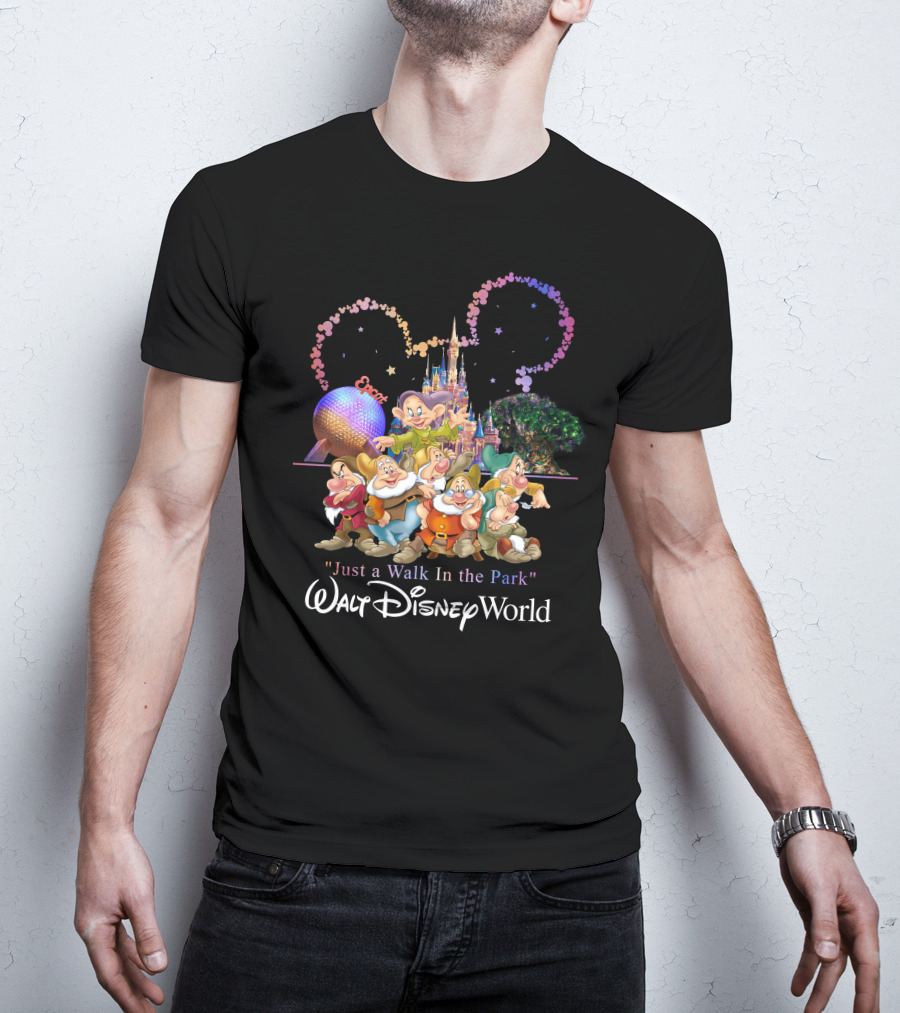 Walt Disney World 7 Dwarfs Epcot Castle Fireworks Just A Walk In The Park T-Shirt