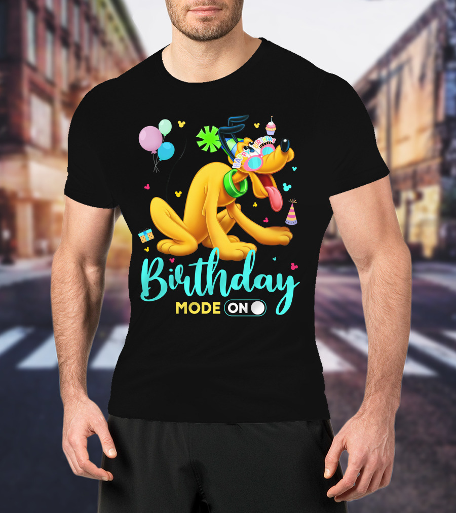 Birthday Mode On Pluto Party Celebration Balloons And Confetti T-Shirt
