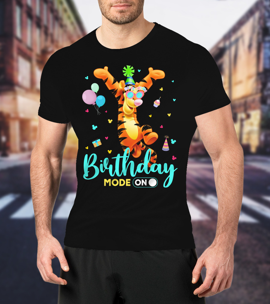 Tigger Birthday Mode On Party Celebration Balloons Cupcake Hat T-Shirt