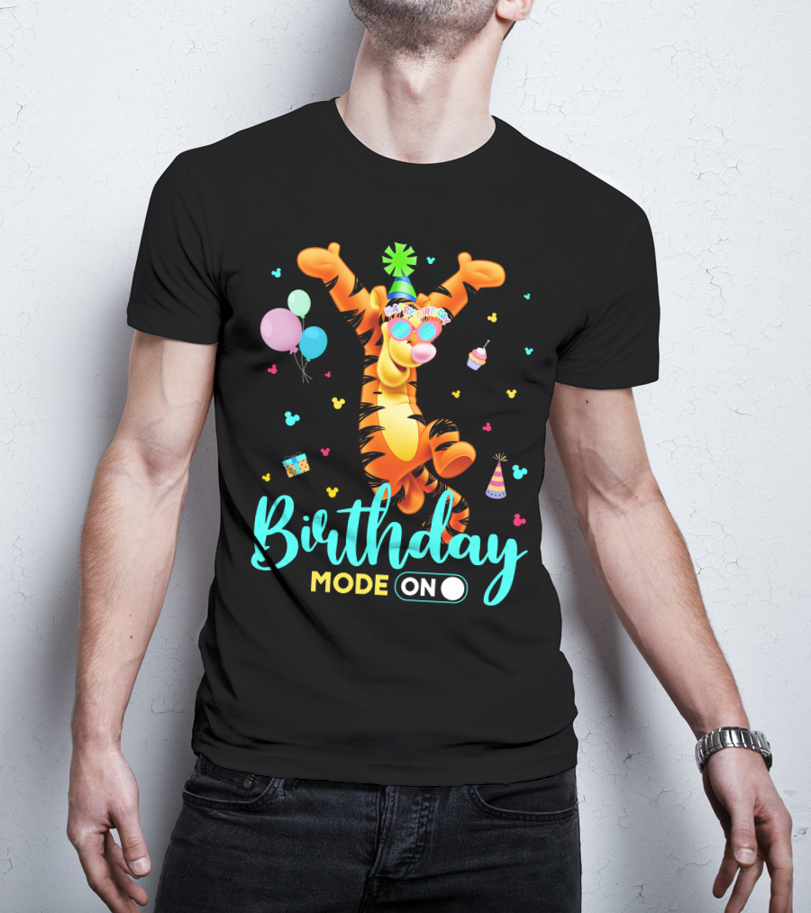 Tigger Birthday Mode On Party Celebration Balloons Cupcake Hat T-Shirt