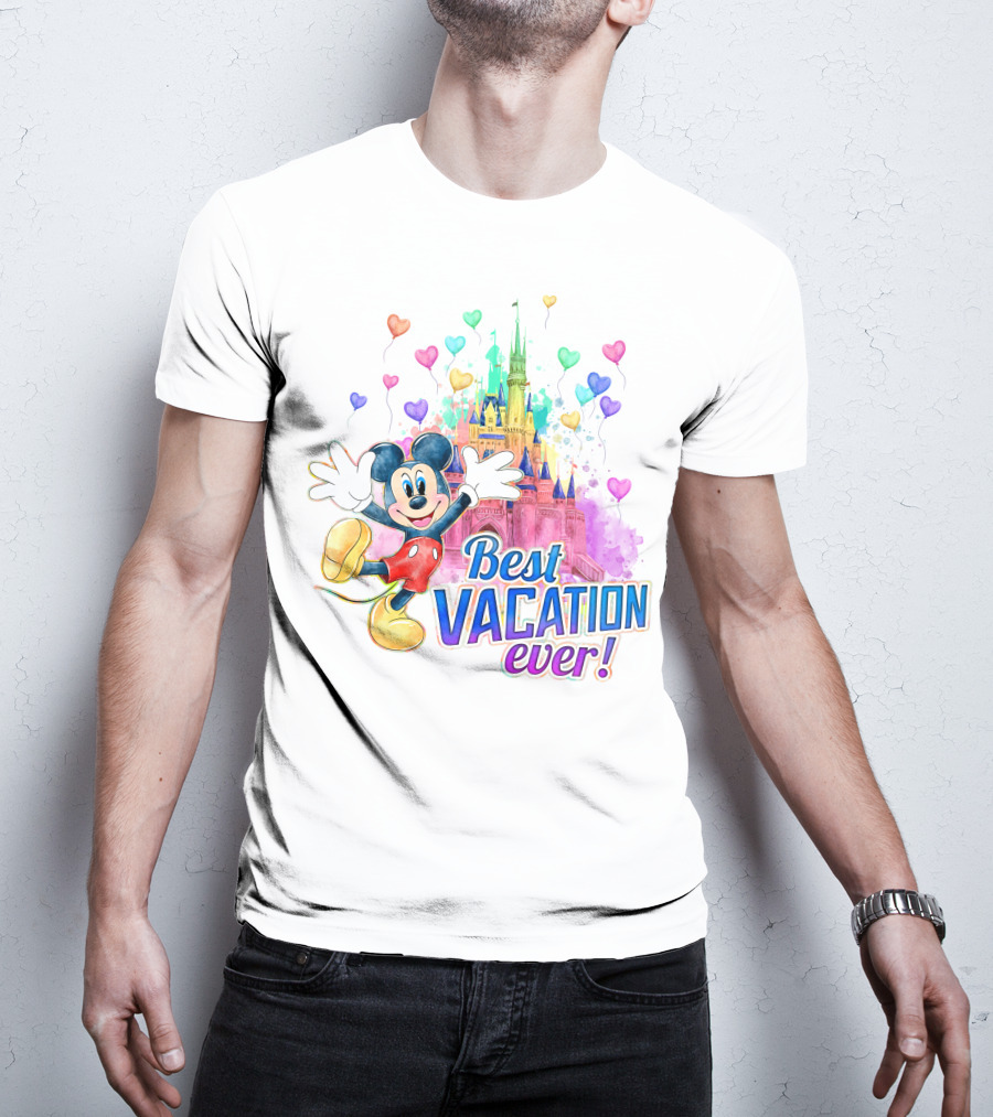 Mickey Best Vacation Ever Colorful Castle Balloons T-Shirt
