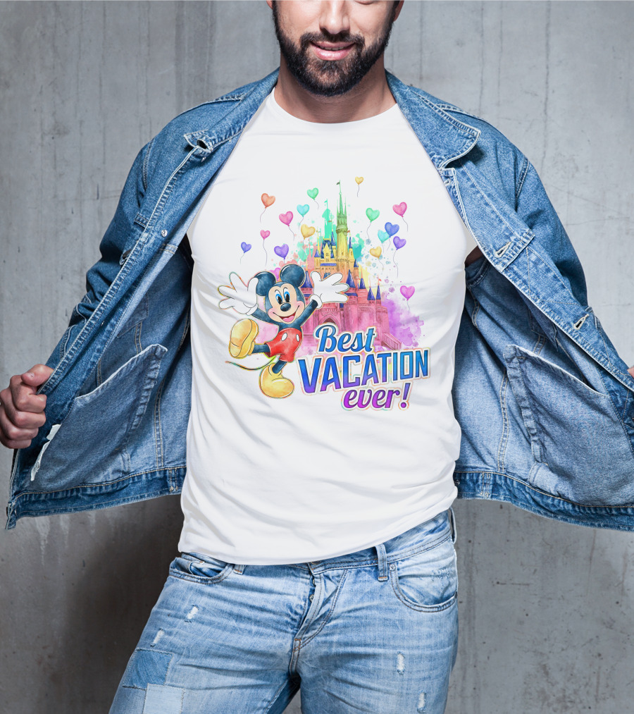 Mickey Best Vacation Ever Colorful Castle Balloons T-Shirt