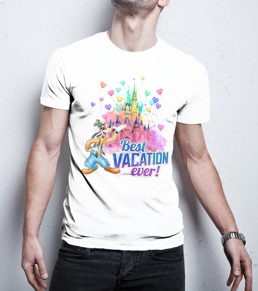 Best Vacation Ever Goofy Disney Castle Balloons T-Shirt