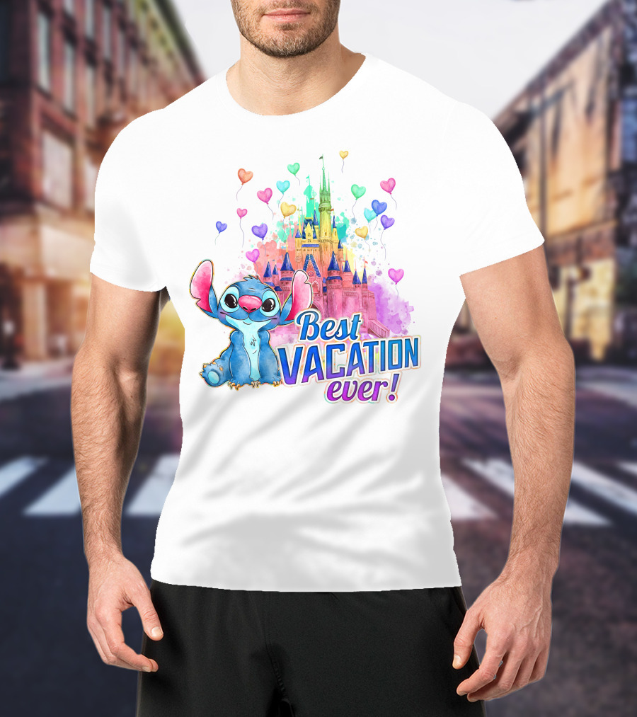 Best Vacation Ever Stitch Castle Balloons T-Shirt