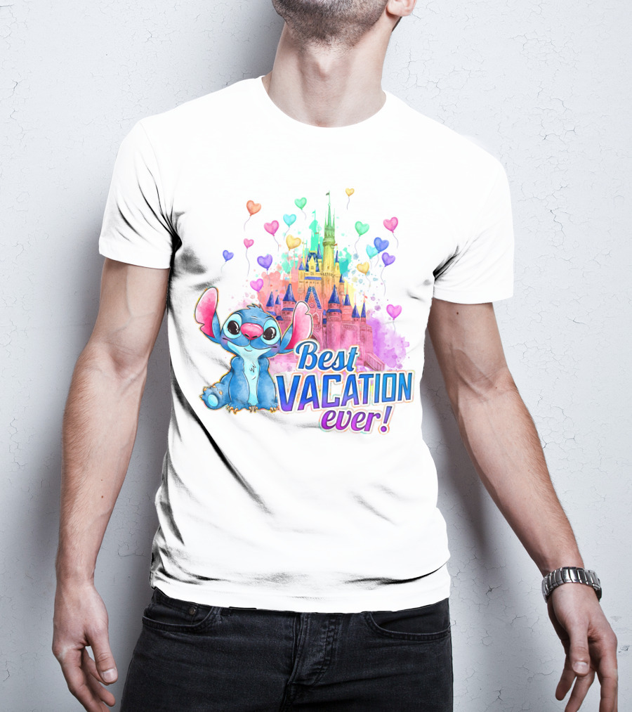 Best Vacation Ever Stitch Castle Balloons T-Shirt