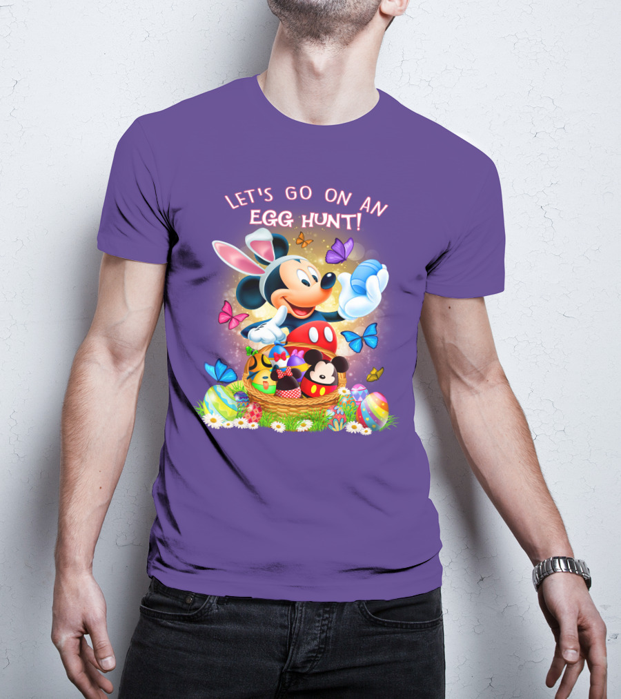 Let's Go On An Egg Hunt Mickey Mouse Easter Basket Butterflies T-Shirt