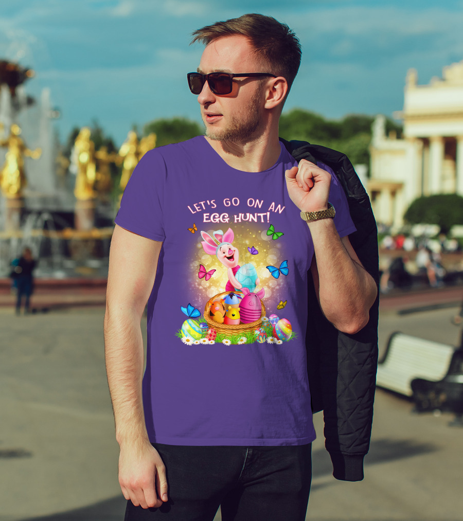 Let's Go On An Egg Hunt Piglet Basket Butterflies Easter T-Shirt