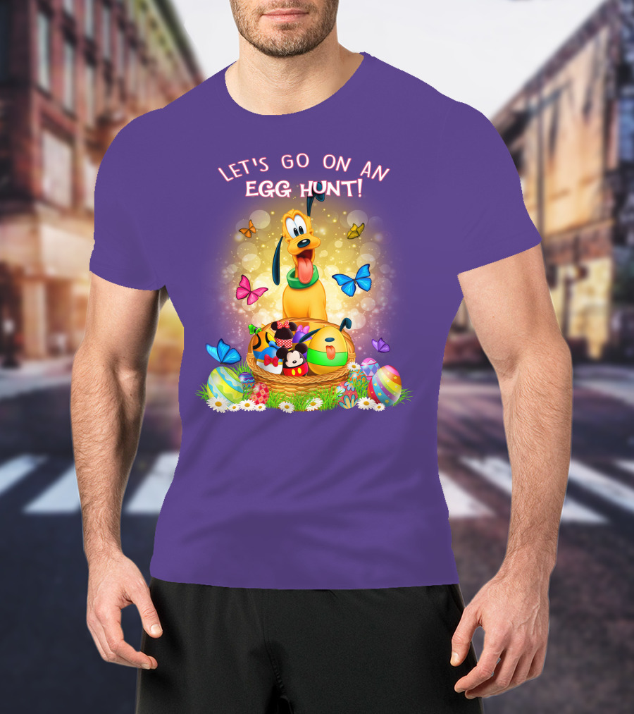 Let's Go On An Egg Hunt Pluto Butterflies Basket Eggs T-Shirt