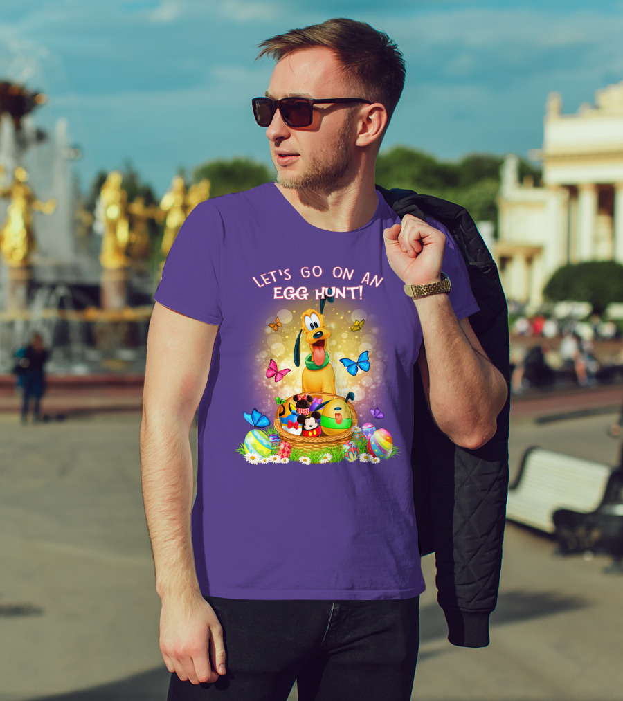 Let's Go On An Egg Hunt Pluto Butterflies Basket Eggs T-Shirt