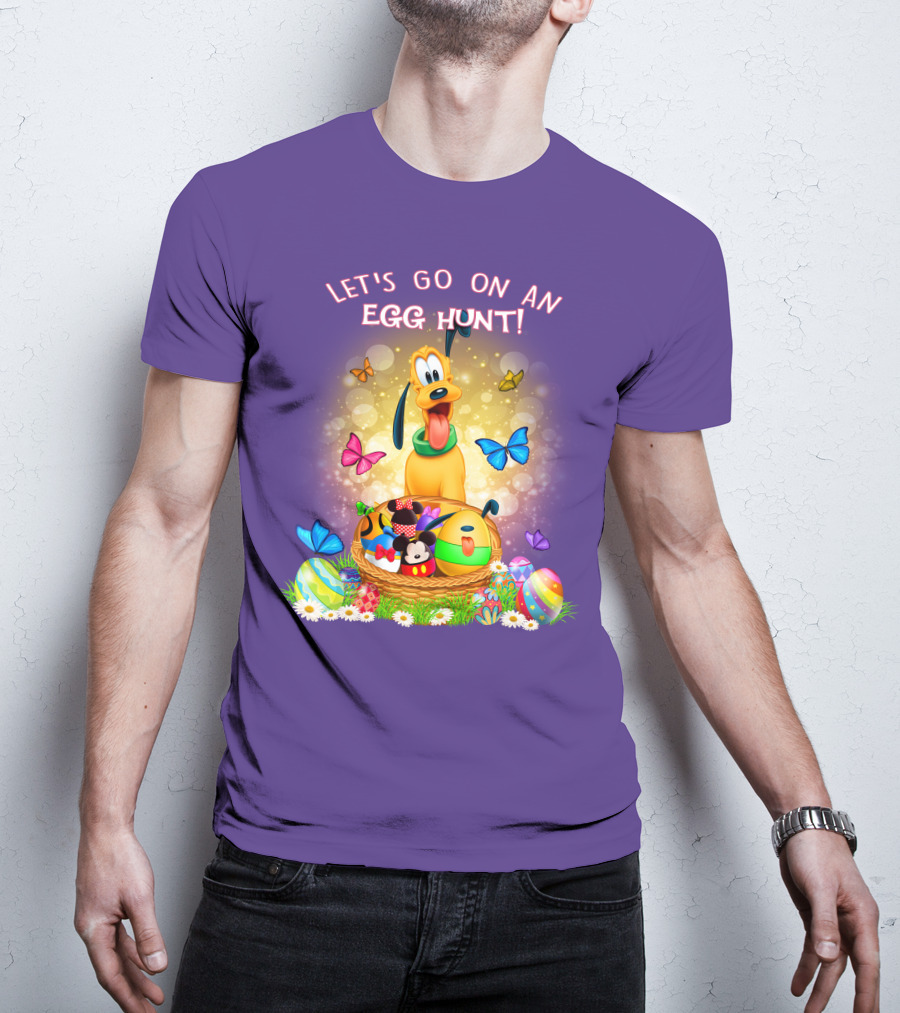 Let's Go On An Egg Hunt Pluto Butterflies Basket Eggs T-Shirt