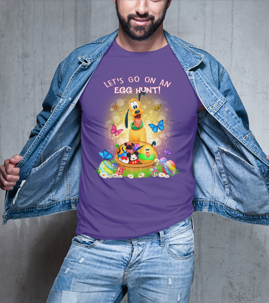 Let's Go On An Egg Hunt Pluto Butterflies Basket Eggs T-Shirt