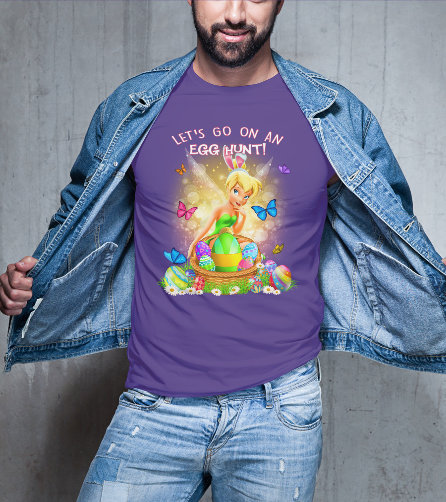 Let's Go On An Egg Hunt Tinkerbell Basket Butterflies T-Shirt