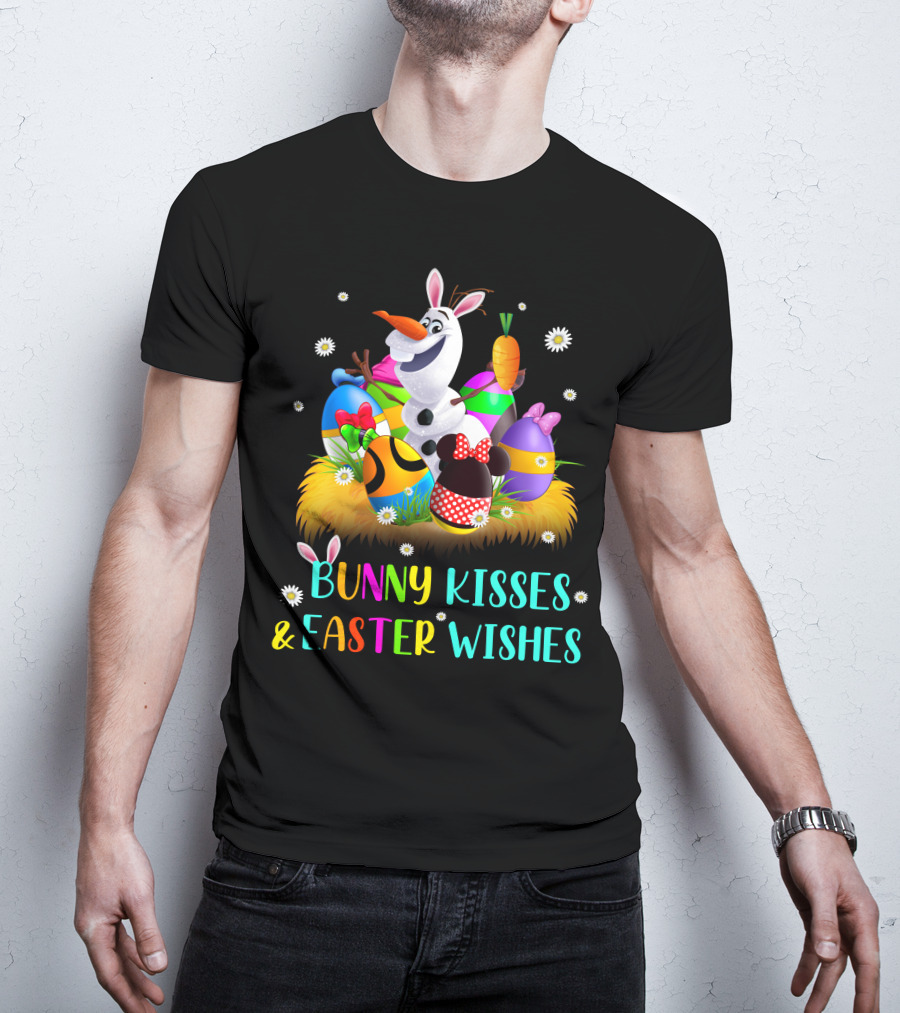 Bunny Kisses & Easter Wishes Olaf With Colorful Eggs And Carrot T-Shirt