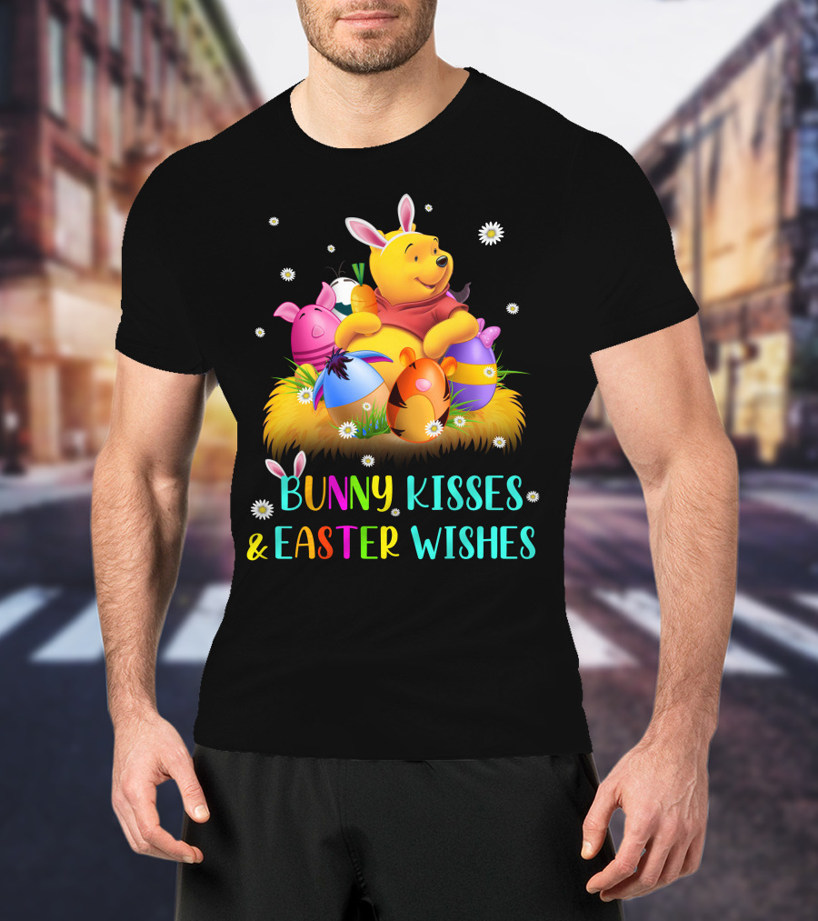 Bunny Kisses & Easter Wishes Pooh Egg Hunt Celebration T-Shirt