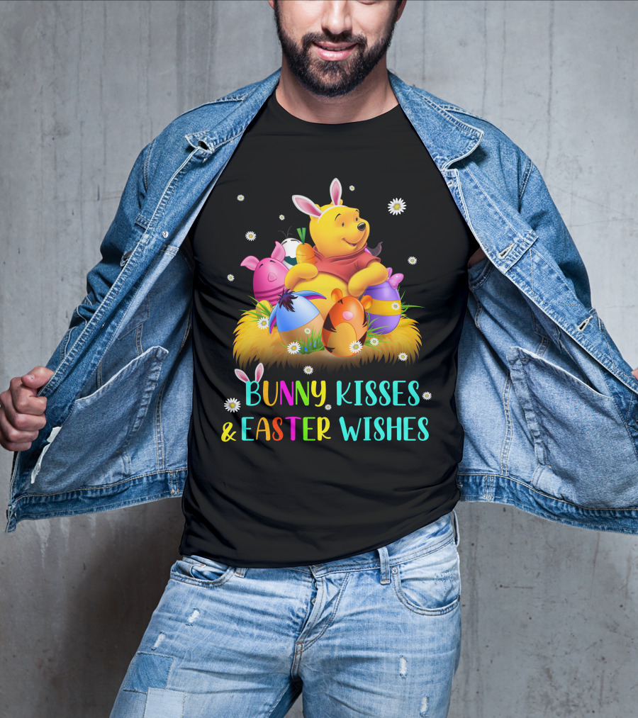 Bunny Kisses & Easter Wishes Pooh Egg Hunt Celebration T-Shirt