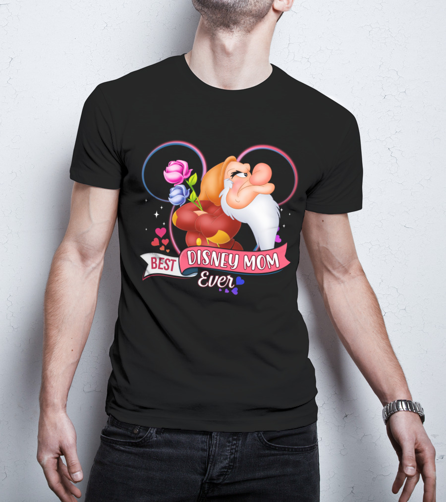Best Disney Mom Ever Grumpy Roses Hearts Mickey Ears T-Shirt