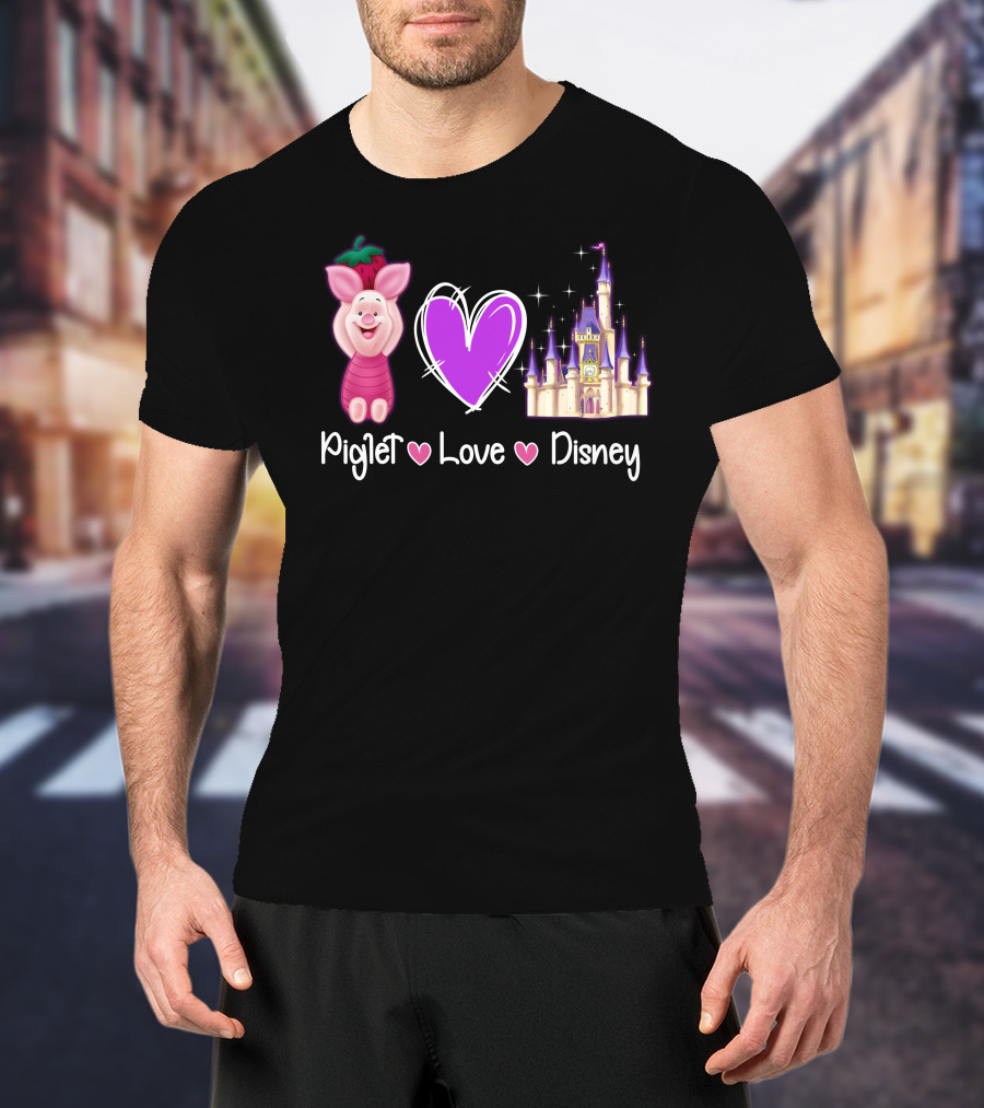 Piglet Love Disney Castle Magic Heart T-Shirt