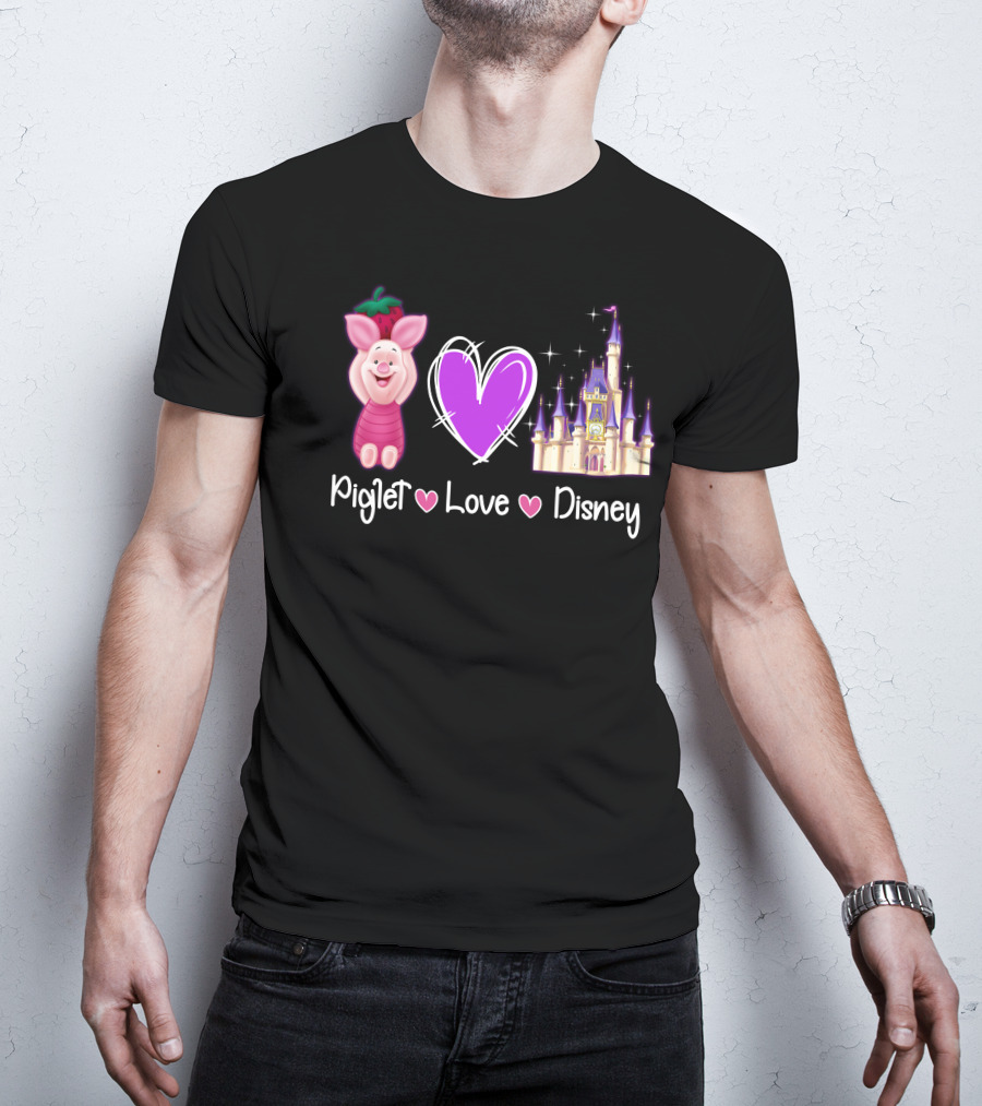 Piglet Love Disney Castle Magic Heart T-Shirt