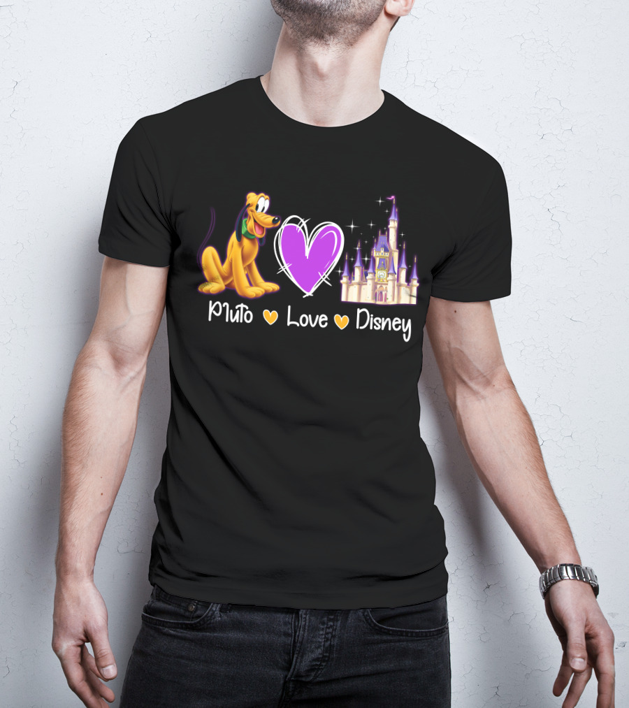 Pluto Love Disney Heart Castle T-Shirt