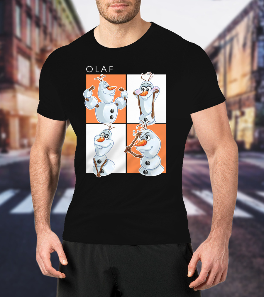 Olaf Snowman Character Expression Panels T-Shirt