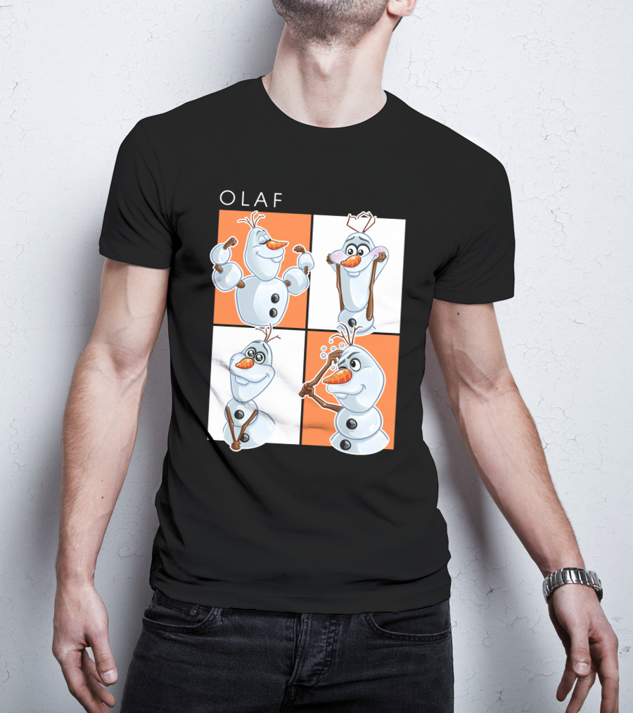 Olaf Snowman Character Expression Panels T-Shirt