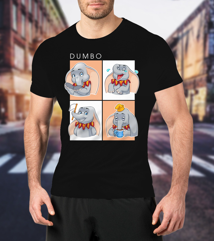 Dumbo Disney Elephant Cartoon Comic Expressions T-Shirt