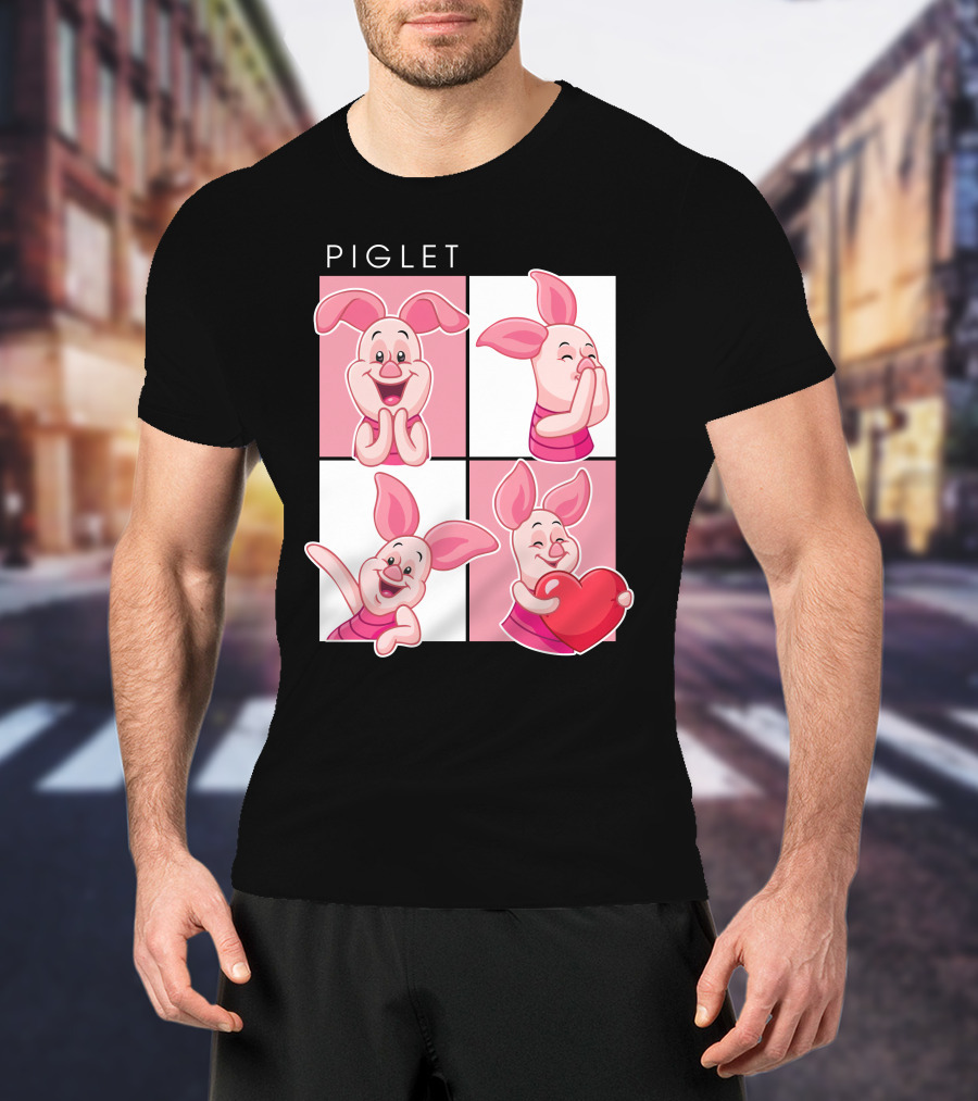 Piglet Cute Expressions With Heart T-Shirt