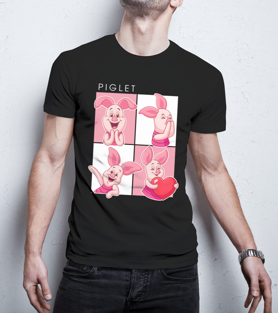 Piglet Cute Expressions With Heart T-Shirt