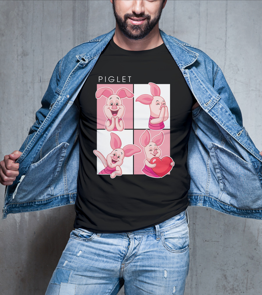 Piglet Cute Expressions With Heart T-Shirt