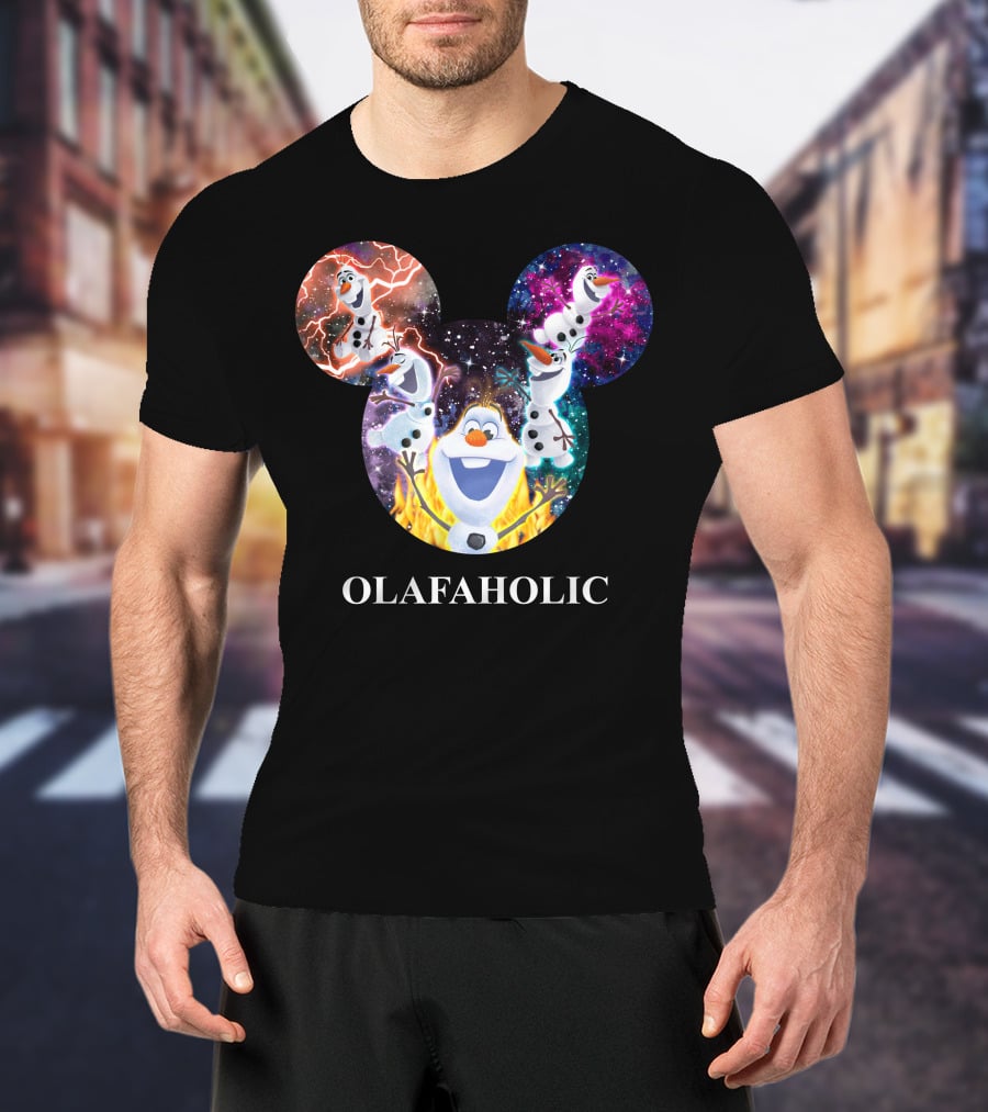 Olaf Olafholic Disney Frozen Olaf Galaxy Flame Mickey Ears T-Shirt
