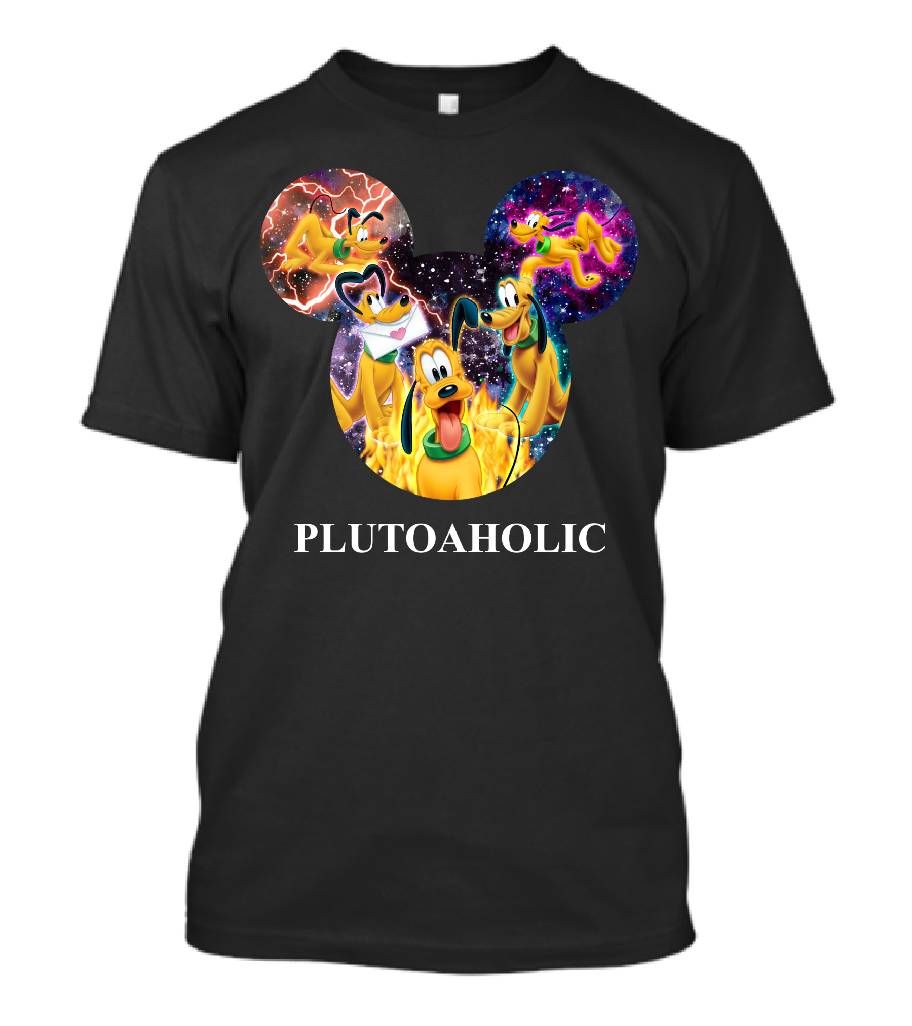 Plutoaholic Pluto Character Cosmic Adventure Mickey Ears T-Shirt
