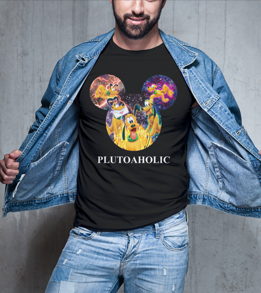 Plutoaholic Pluto Character Cosmic Adventure Mickey Ears T-Shirt