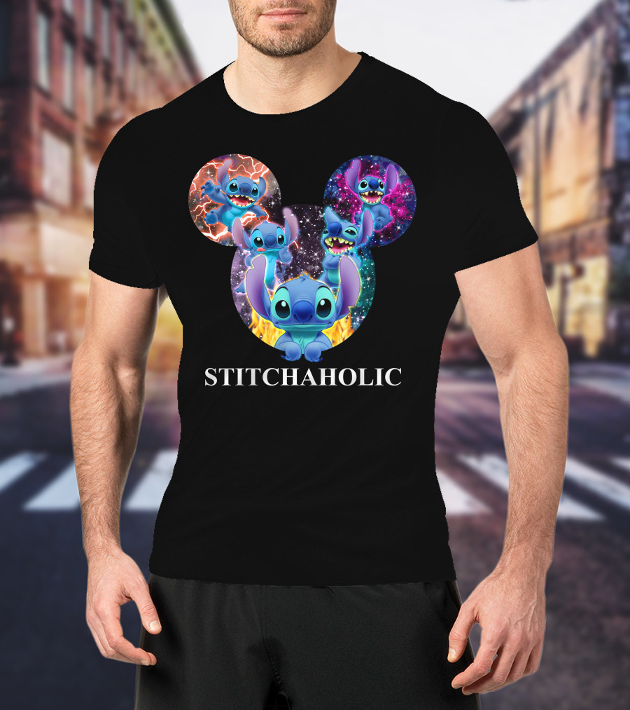 Stitchaholic Disney Stitch Mickey Mouse Head Galaxy T-Shirt