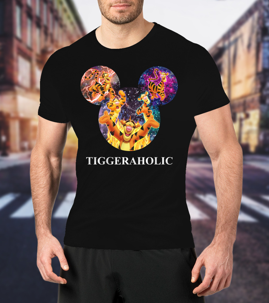 Tiggeraholic Tigger In Disney Mickey Mouse Head Galaxy T-Shirt