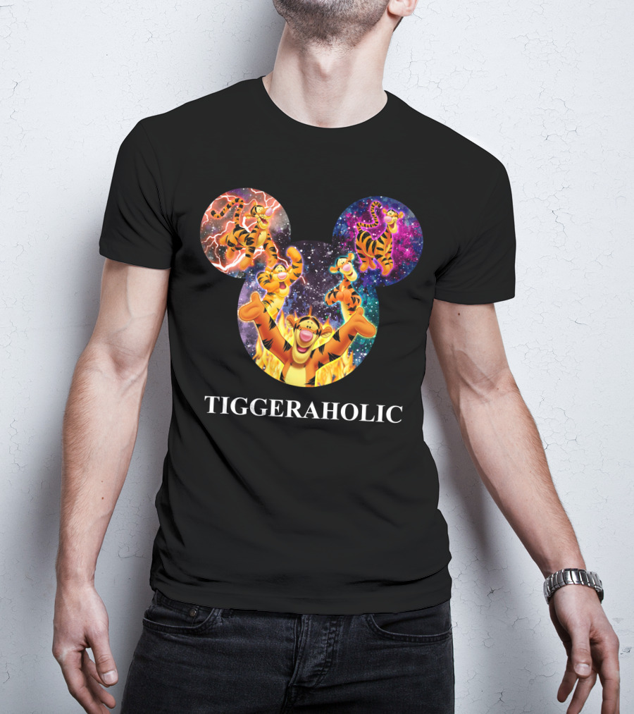 Tiggeraholic Tigger In Disney Mickey Mouse Head Galaxy T-Shirt