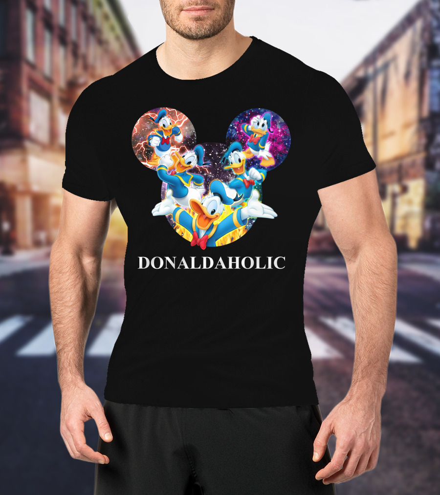 Donaldaholic Mickey Mouse Ears Pattern With Donald Duck Characters T-Shirt