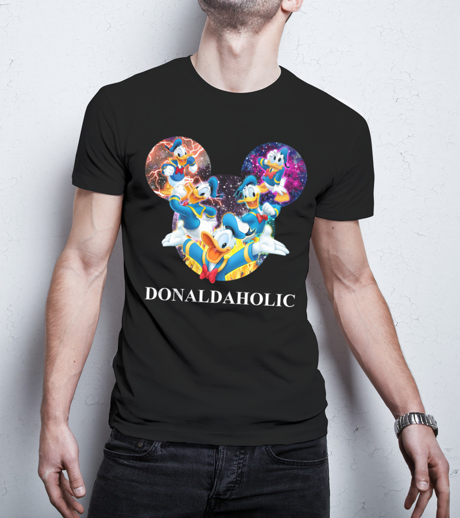 Donaldaholic Mickey Mouse Ears Pattern With Donald Duck Characters T-Shirt