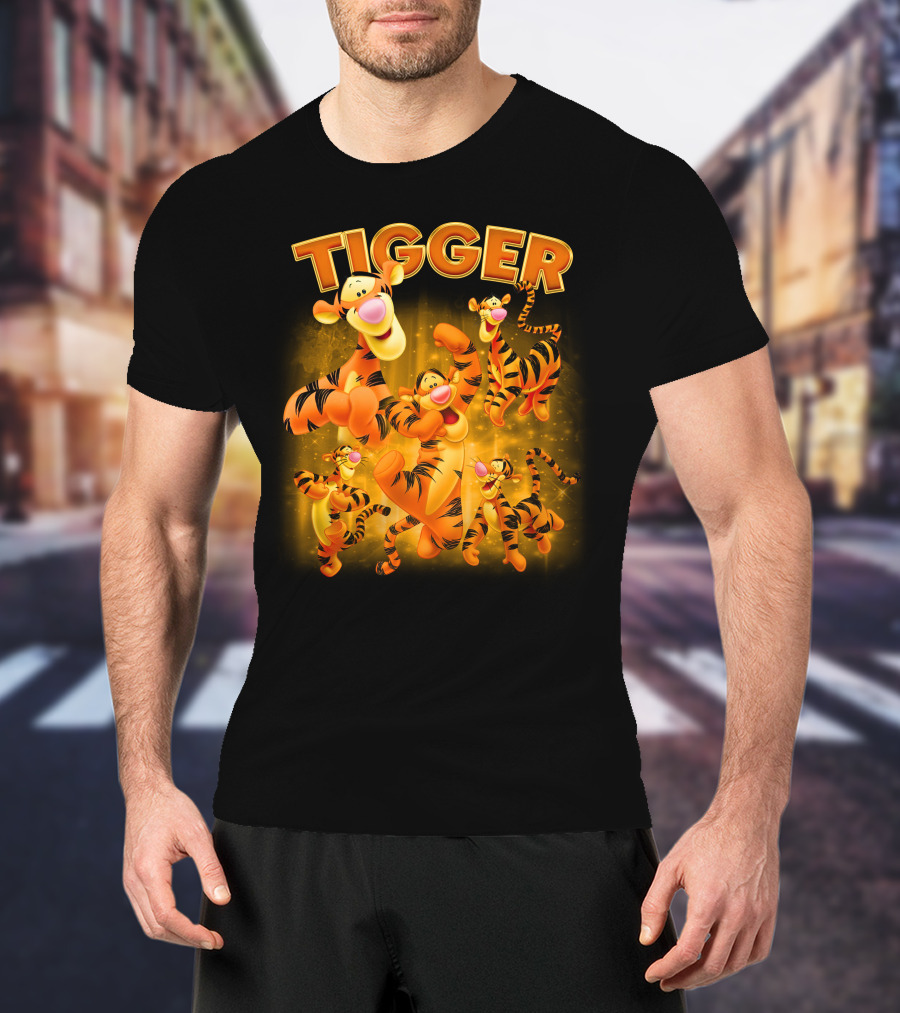Tigger Character Collage In Vibrant Orange And Yellow T-Shirt