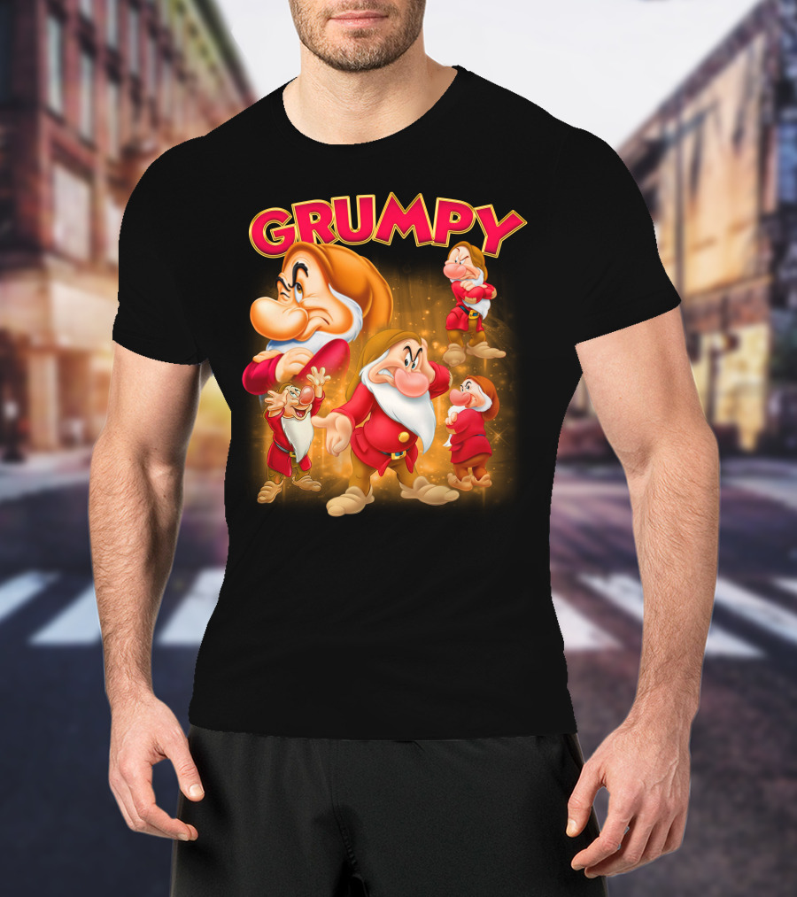 Grumpy The Dwarf Classic Character Expression Montage T-Shirt
