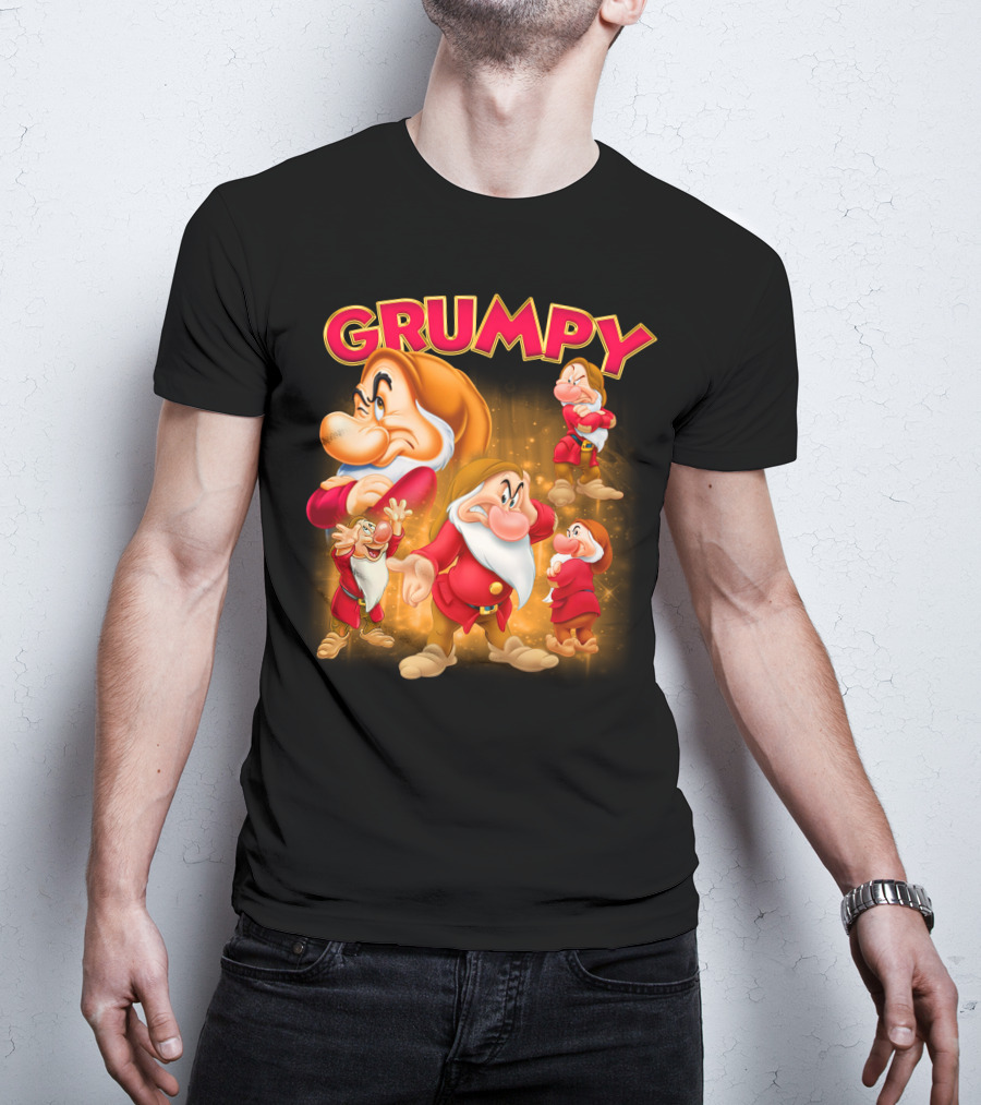 Grumpy The Dwarf Classic Character Expression Montage T-Shirt