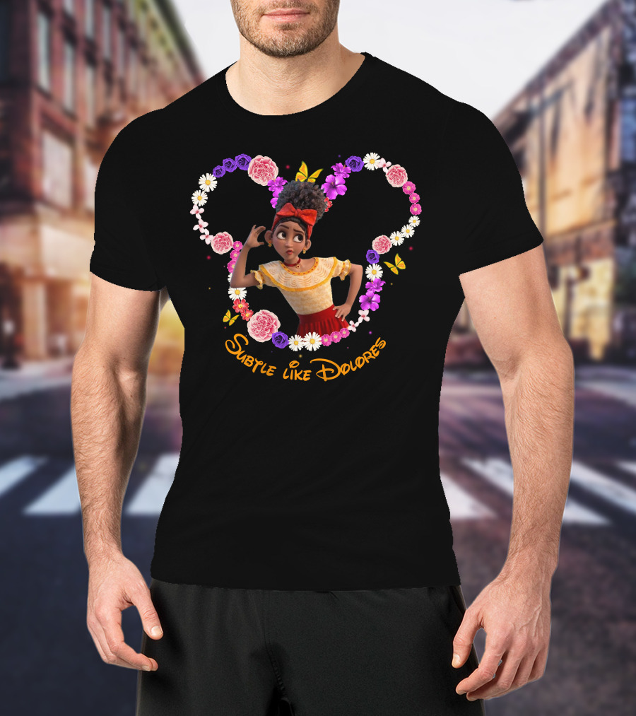 Subtle Like Dolores Floral Heart Frame With Butterflies T-Shirt