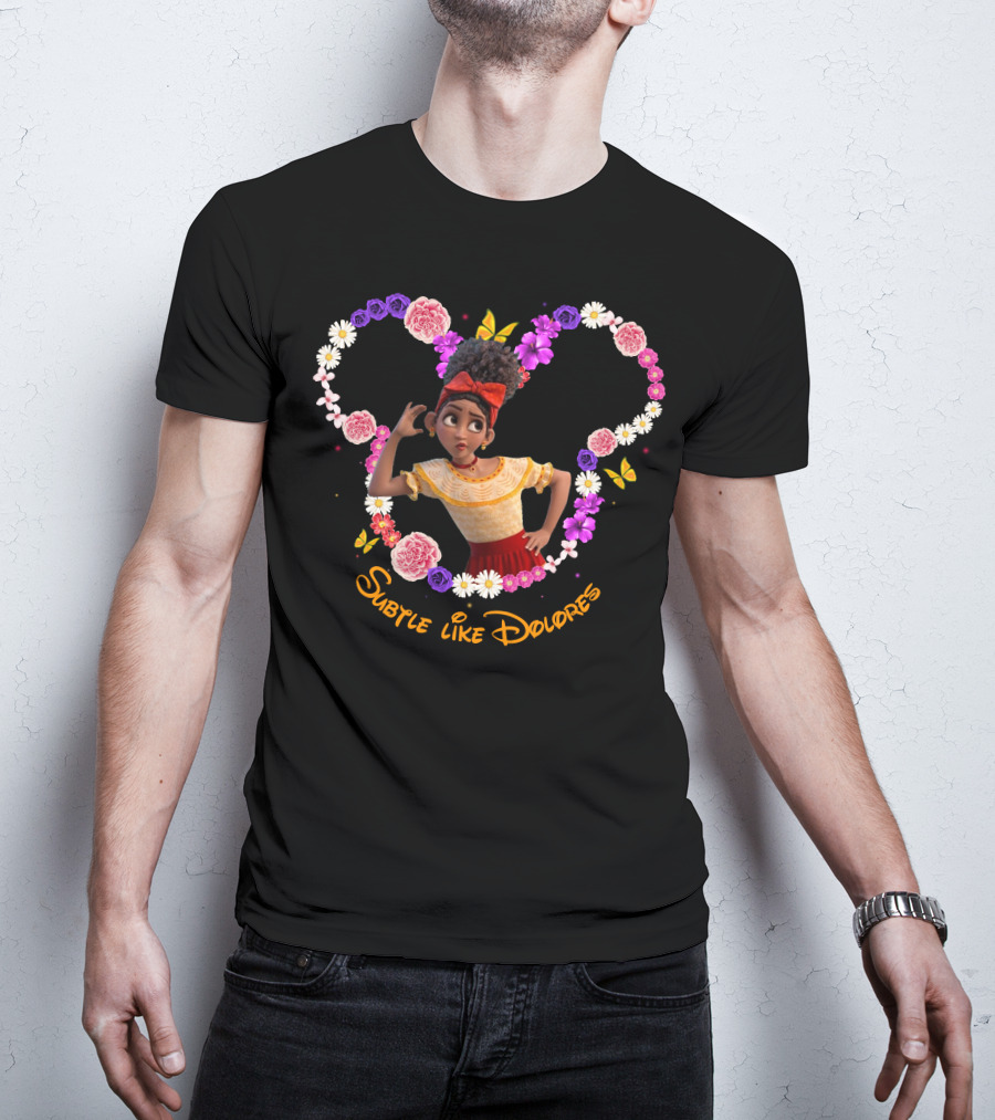 Subtle Like Dolores Floral Heart Frame With Butterflies T-Shirt