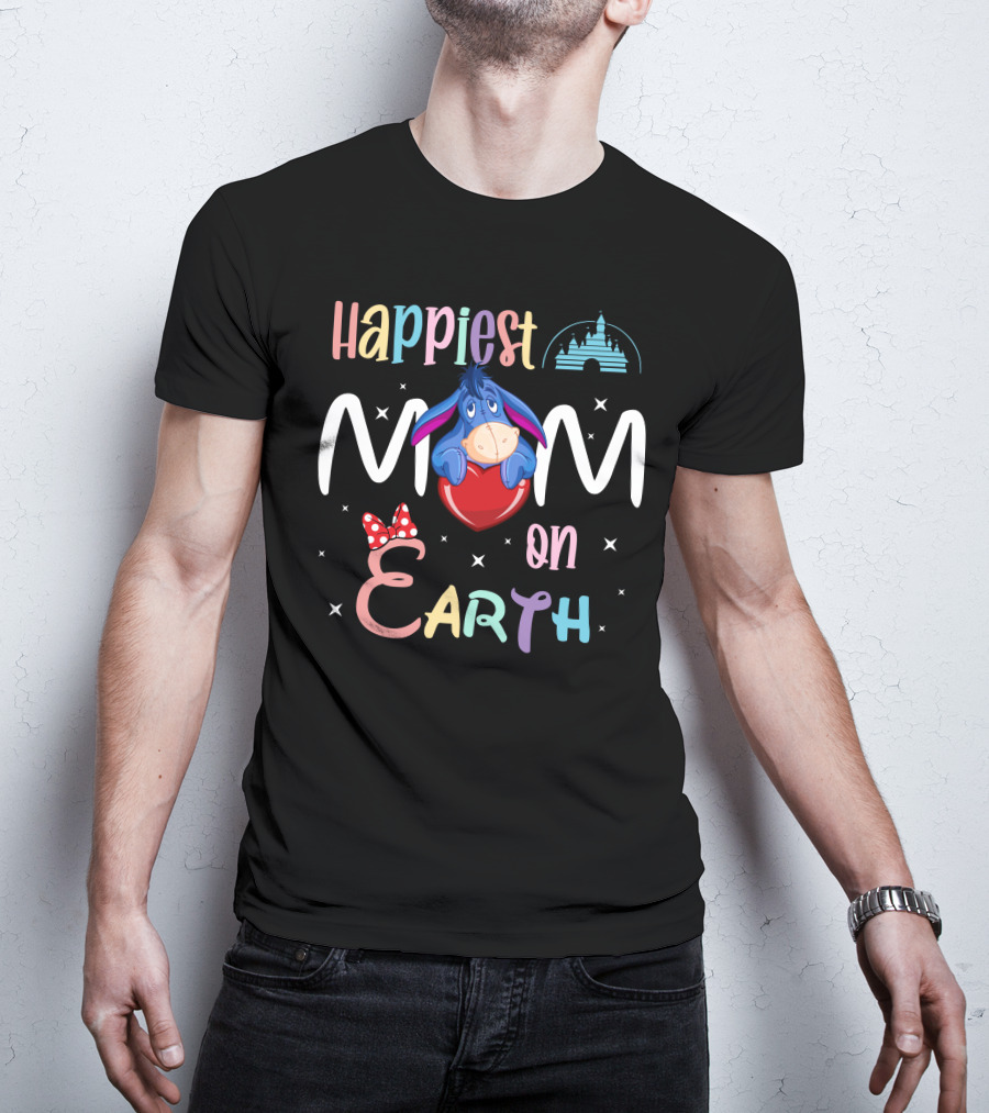 Happiest Mom On Earth Eeyore Disney Castle Minnie Bow T-Shirt