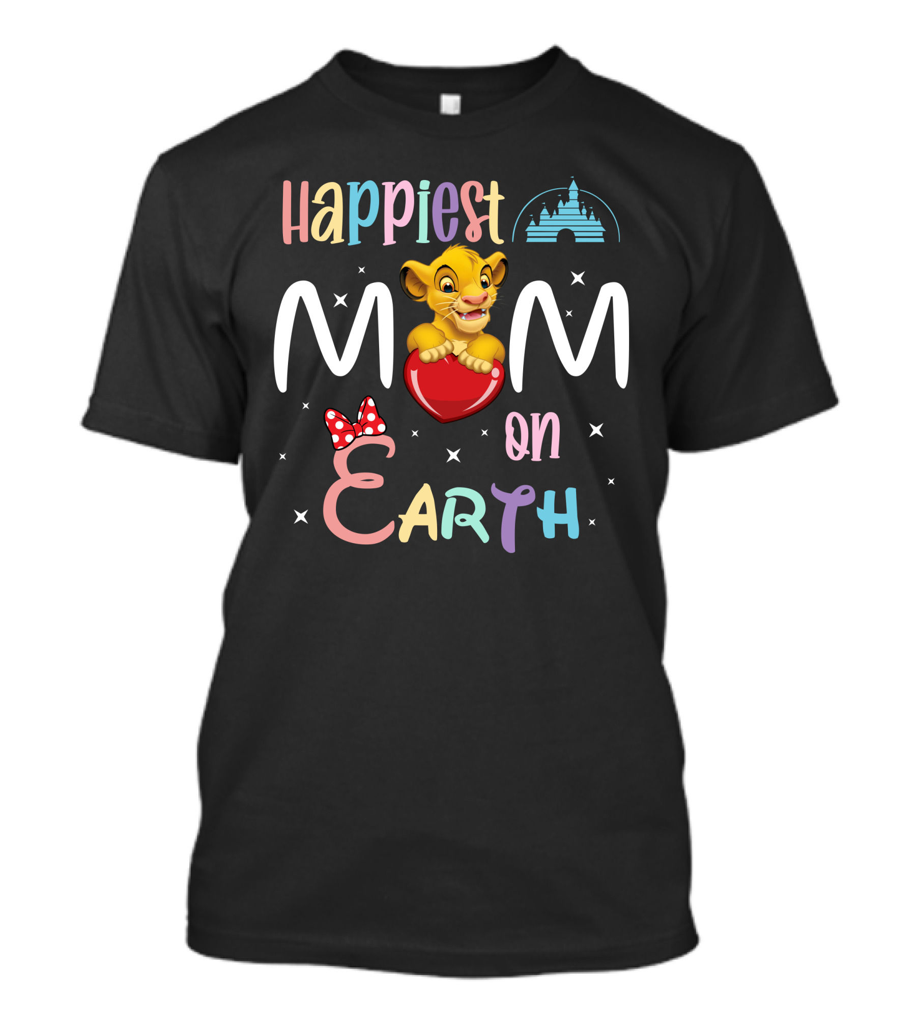 Happiest Mom On Earth Simba Disney Castle Pixar Minnie Bow T-Shirt