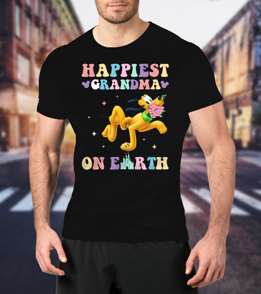 Happiest Grandma On Earth Pluto Disney Castle T-Shirt
