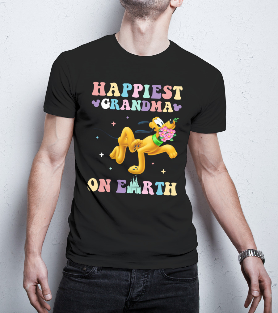 Happiest Grandma On Earth Pluto Disney Castle T-Shirt