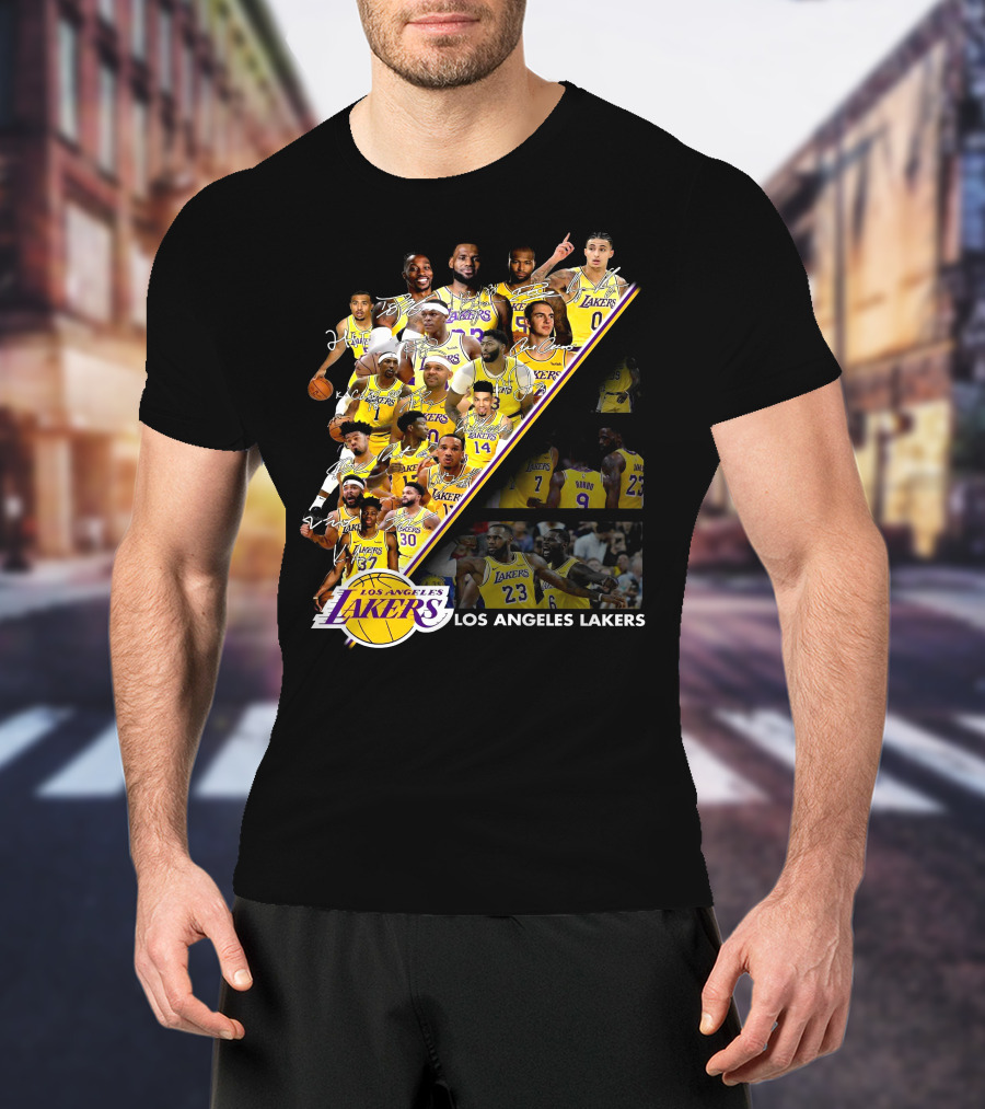 Los Angeles Lakers Team Collage With Players And Jersey Numbers T-Shirt