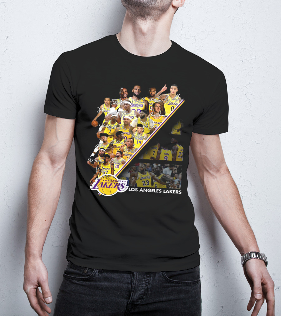 Los Angeles Lakers Team Collage With Players And Jersey Numbers T-Shirt
